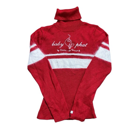 Y2K Baby Phat Red Turtleneck Sweater Sz XS Wool Blend - Picture 1 of 12